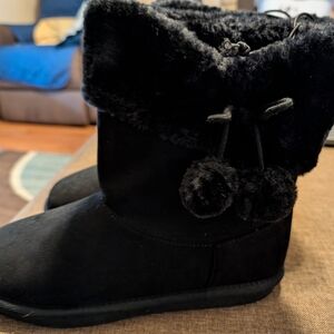 JCPenney Black Kids Boots with Faux Fur